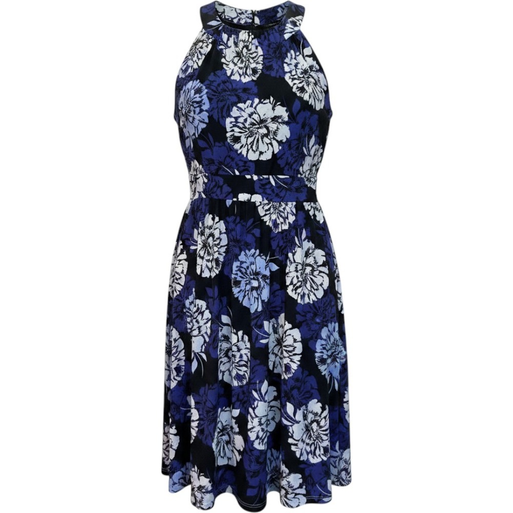Banana Republic Womens Blue Floral Halter Fit & Flare Dress Size 4